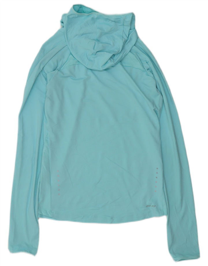 NIKE Haut à capuche Dri Fit pour femme à manches longues UK 10 Petit Bleu Polyester