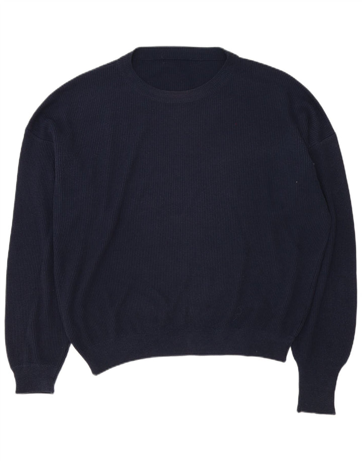 vintage Homme Col Bateau Pull Pull XL Bleu Marine