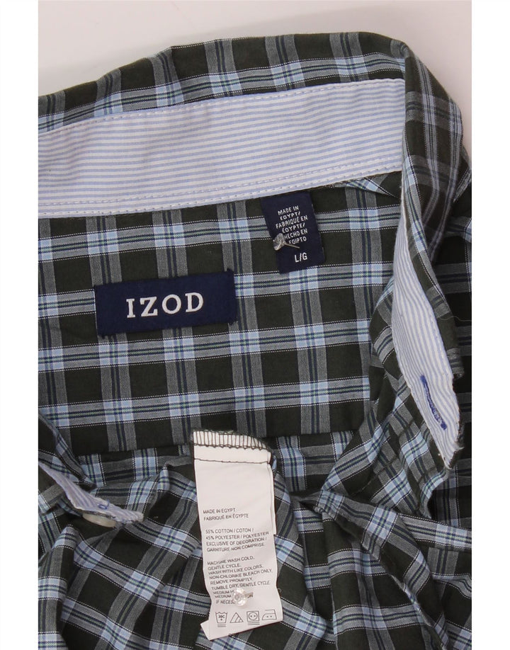 IZOD Chemise Homme Large Kaki Vichy Coton