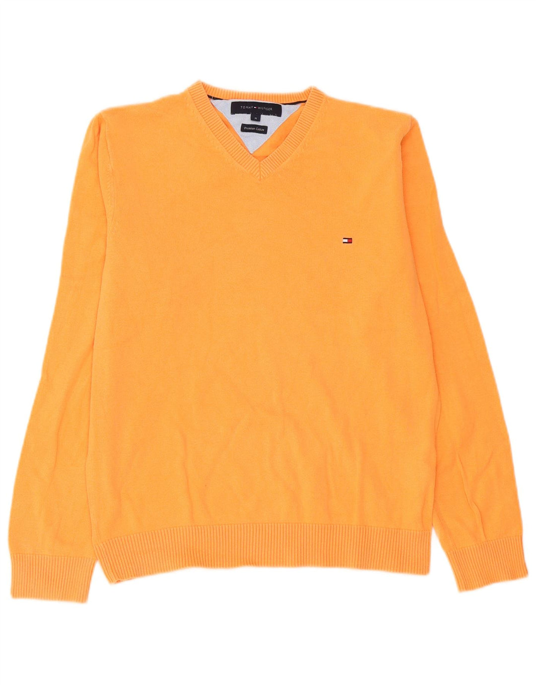 Tommy Hilfiger Pull Col V Homme Orange Moyen Coton