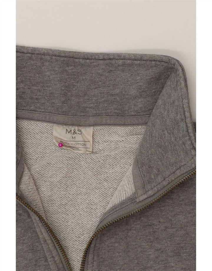 Marks & Spencer Sweat-Shirt Col Zippé Homme Gris Moyen Coton