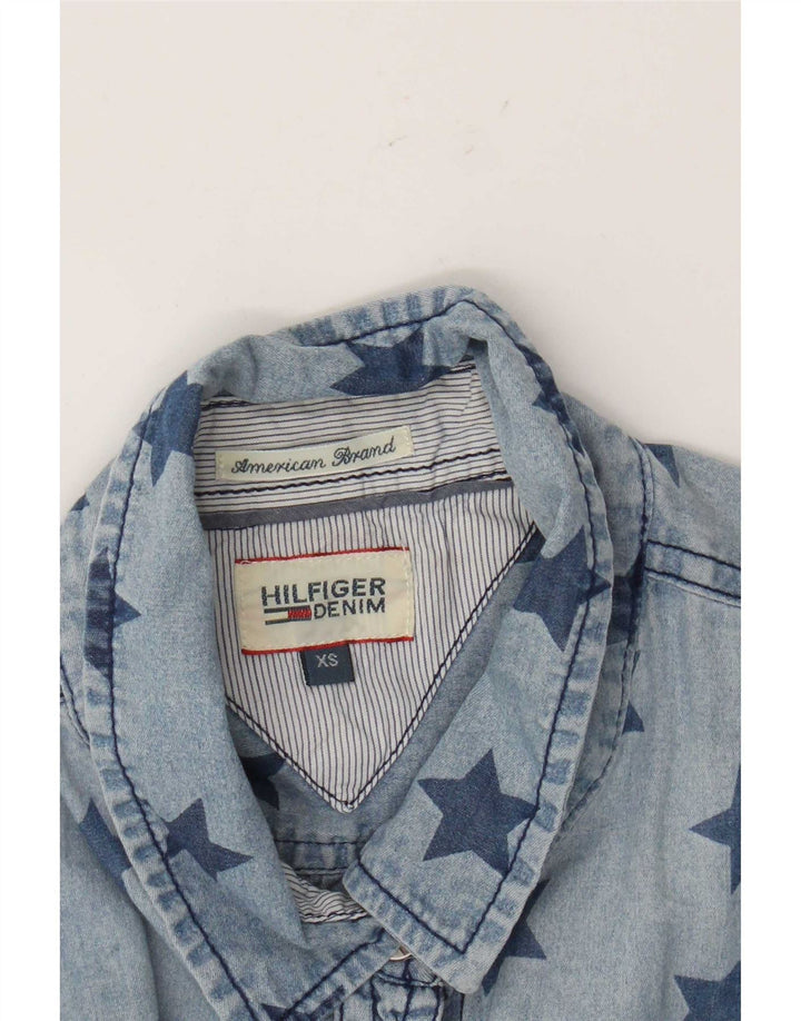 Tommy Hilfiger Chemise en jean à motif abstrait pour femme UK 6 XS Bleu