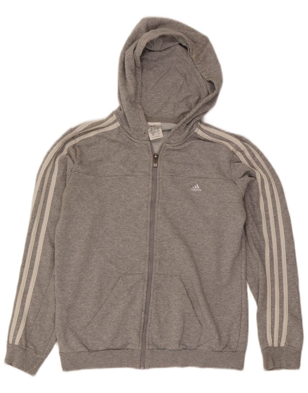 Adidas Pull à capuche zippé pour femme UK 12/14 Coton moucheté gris moyen