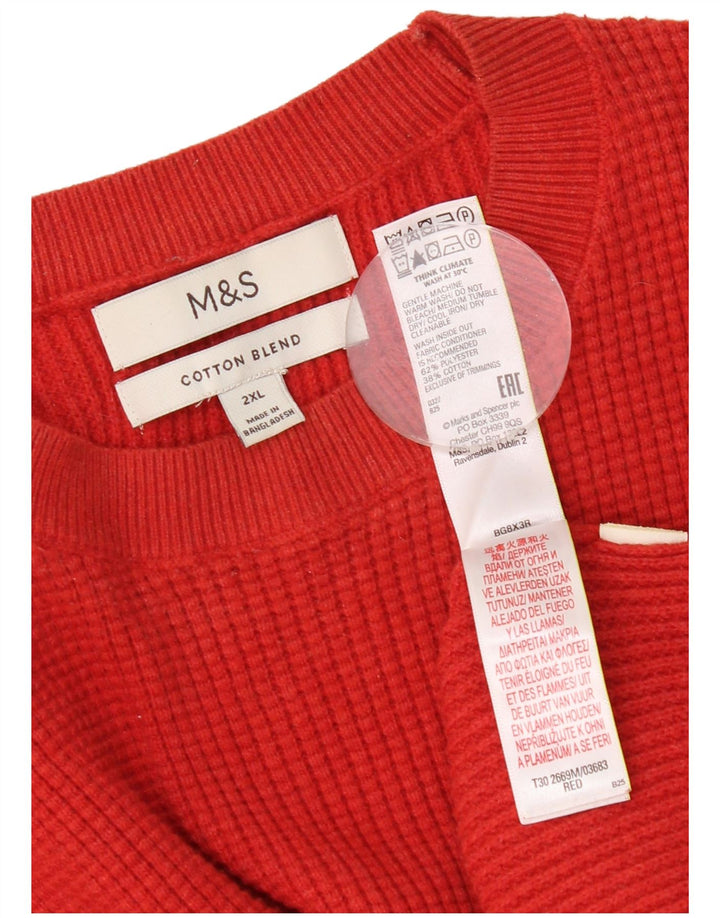 Marks & Spencer Pull à col rond pour homme 2XL Rouge Polyester