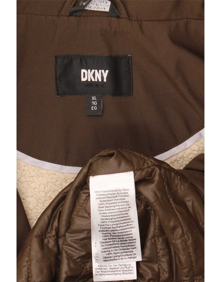 Dkny Manteau Sherpa Femme UK 18 XL Marron Polyester