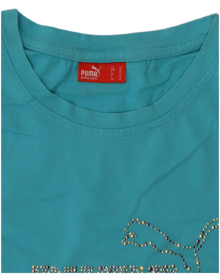 Puma T-shirt graphique pour femme UK 12 Bleu moyen