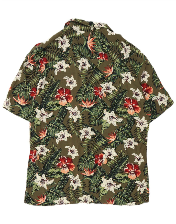 JACK & JONES Chemise à Manches Courtes Homme Kaki Floral Viscose