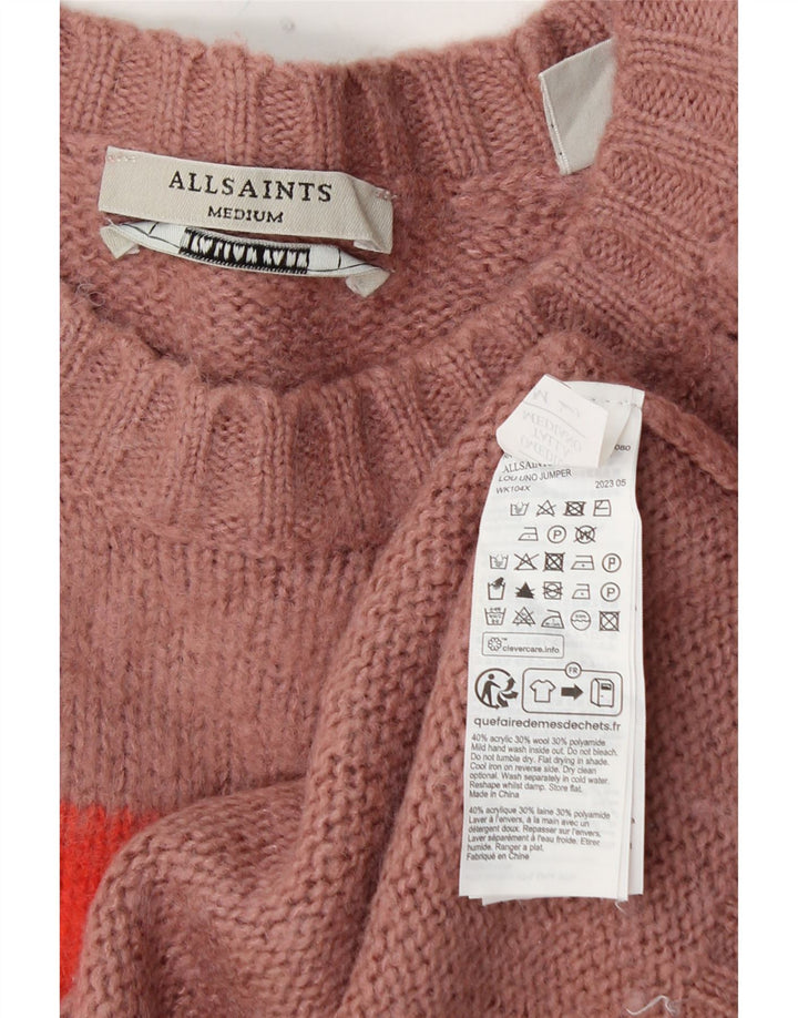 ALL SAINTS Pull à col rond pour femme UK 14 Rose moyen Colourblock