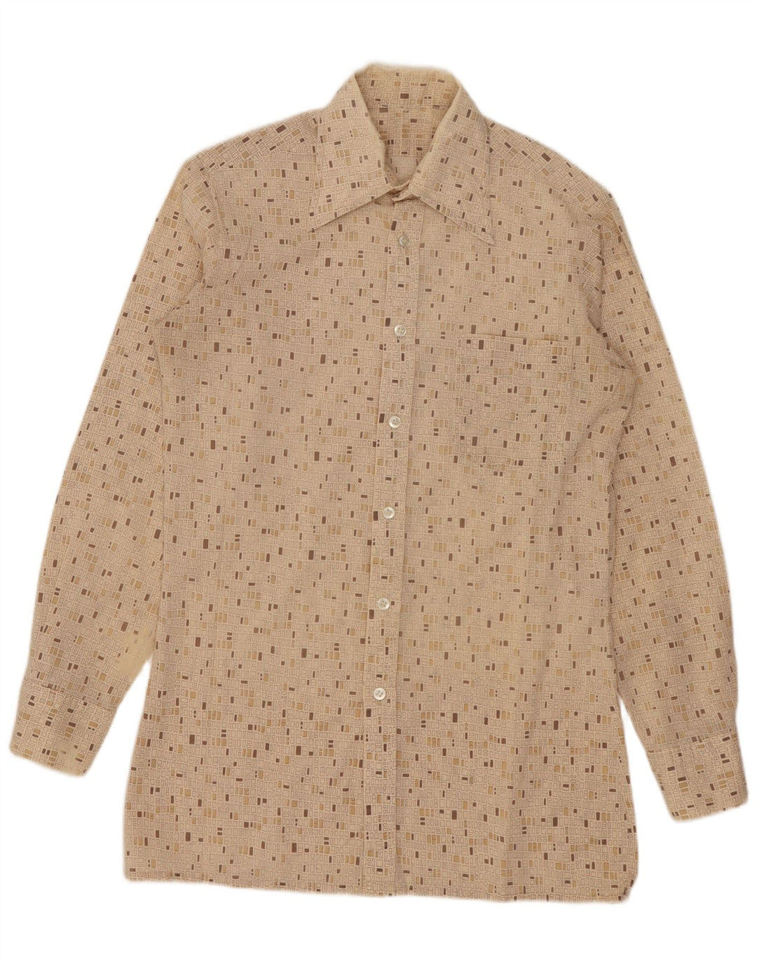 Chemise Homme Vintage Petit Beige Géométrique