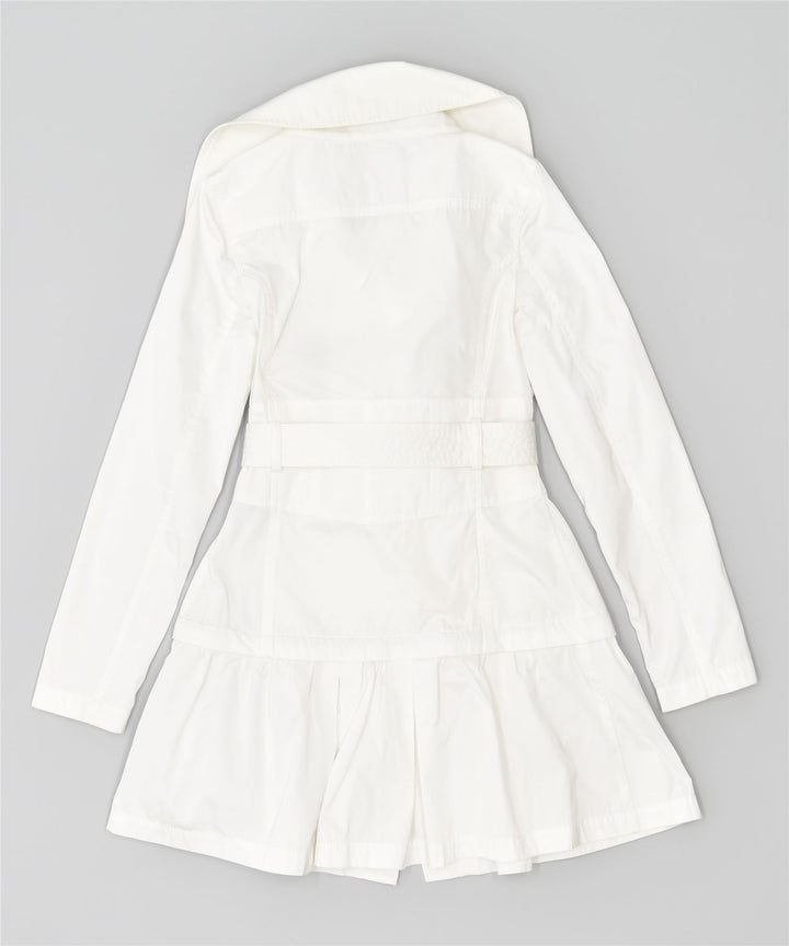 GUESS Trench Femme UK 8 Petit Blanc Polyester