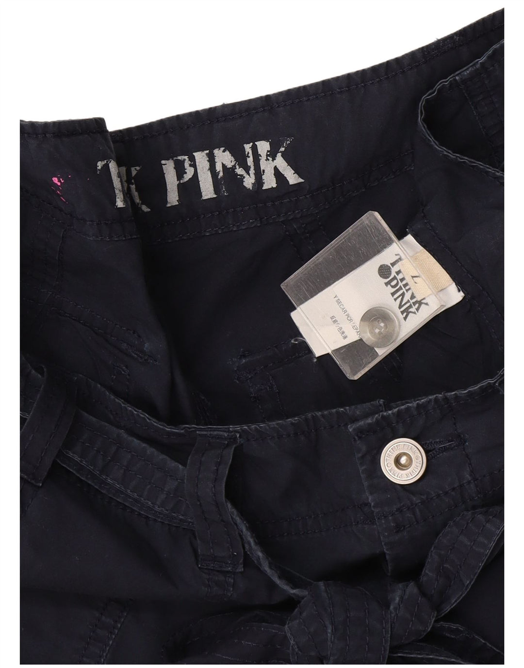 Think Pink Pantalon Capri Cargo Droit Femme Large W32 L22 Bleu Marine