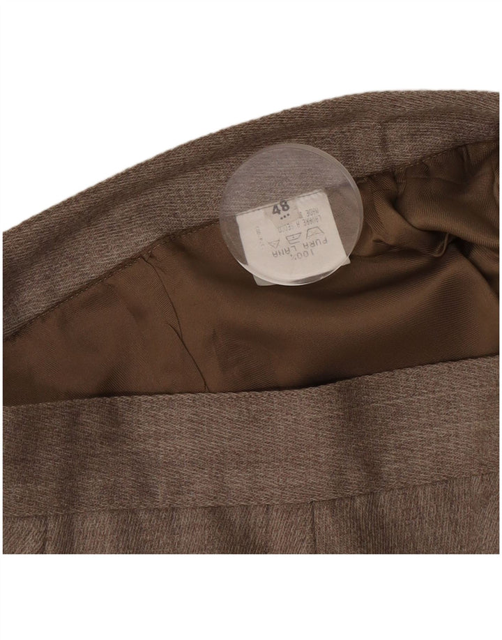 vintage Femme Mini Jupe Portefeuille W28 Laine Brun Moyen
