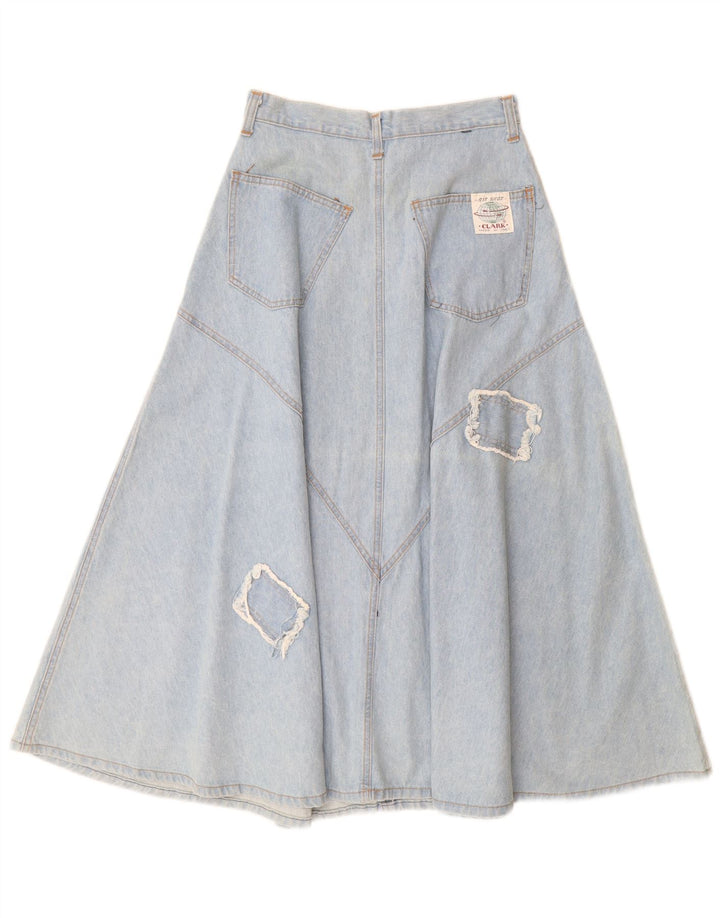 CLARK Jupe en jean taille haute pour femme IT 44 Medium W26 Bleu Patchwork Coton