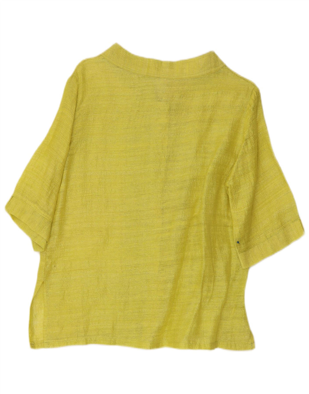 vintage Femme 3/4 Manches Chemise Blouse EU 40 Moyen Jaune Rayé