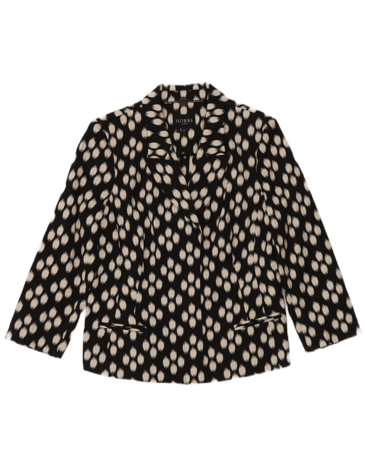 Hobbs Veste blazer ouverte à manches 3/4 pour femme UK 12 Noir moyen à pois