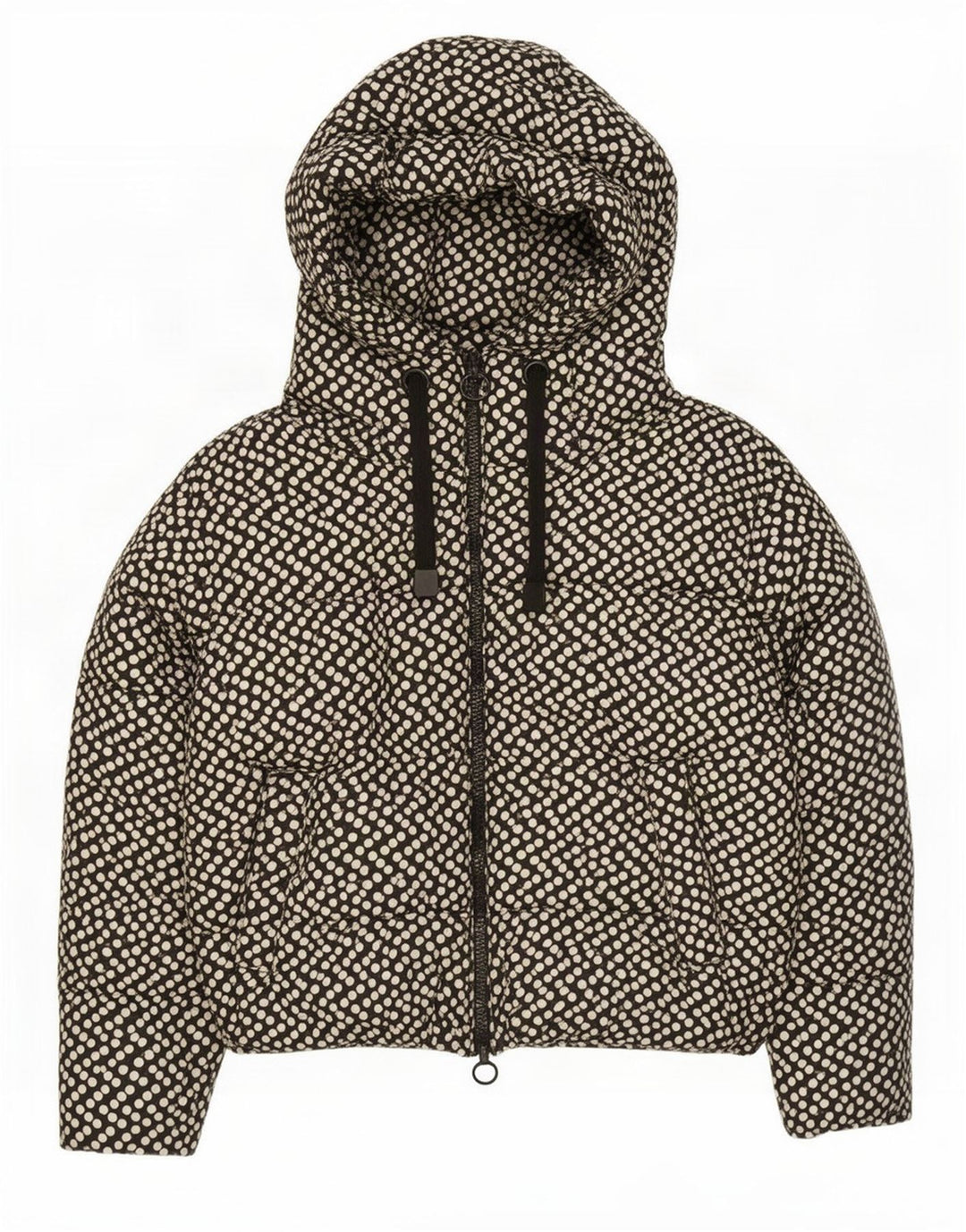 Zara Veste matelassée surdimensionnée à capuche pour femme UK 10 Petit pois noir
