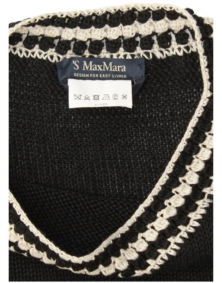MAX MARA Pull court à col bateau pour femme UK 10 Petit Noir