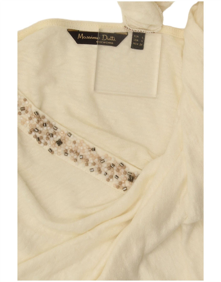 Massimo Dutti T-shirt pour femme UK 14 Large Blanc cassé
