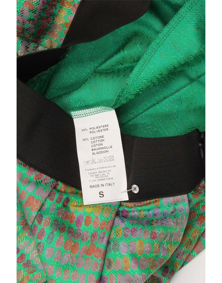 Vintage Mini-jupe femme Small W24 Vert tacheté Polyester