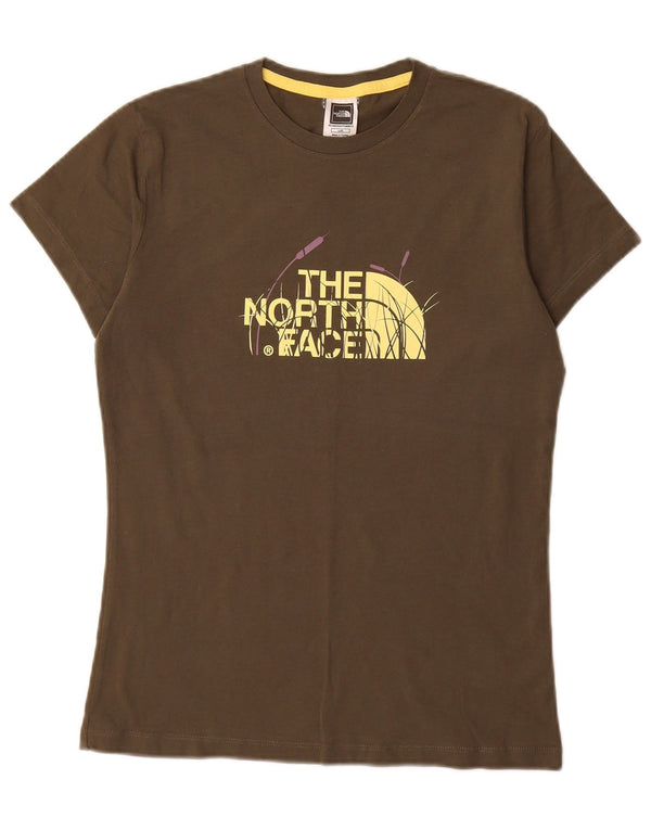 The North Face T-shirt graphique pour femme UK 16 Large Kaki Coton