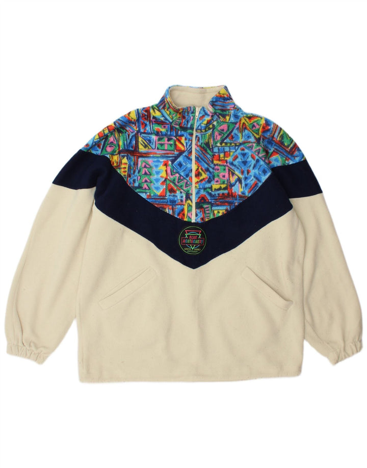 MONTGOMERY Pull Polaire Col Zippé Homme Large Multicolore Colourblock