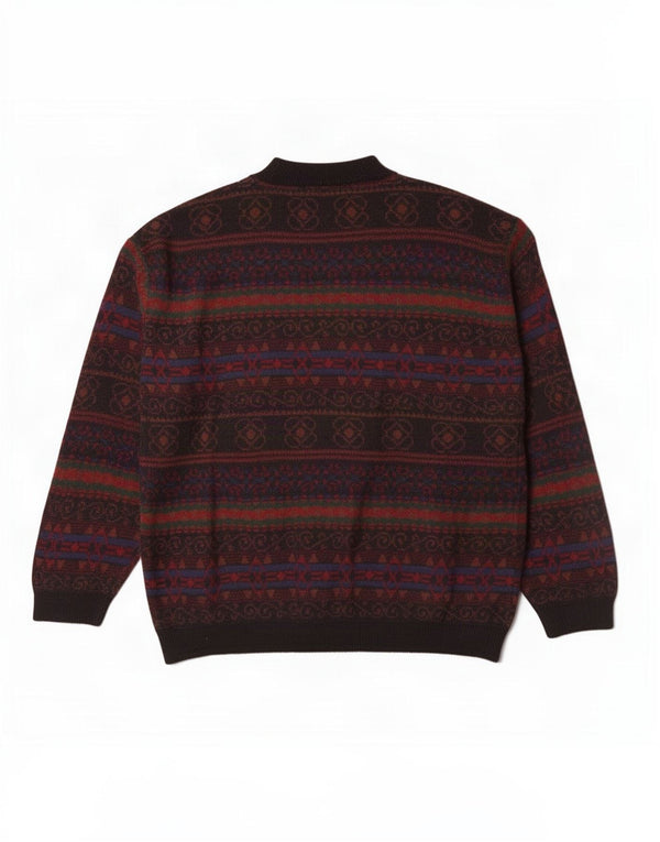 vintage Mens Turtle Neck Jumper Pull XL Multicolore Fair Isle Acrylique