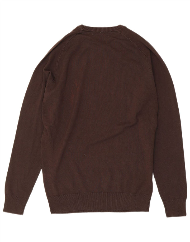 DATCH Pull à col rond pour homme Petit en viscose marron
