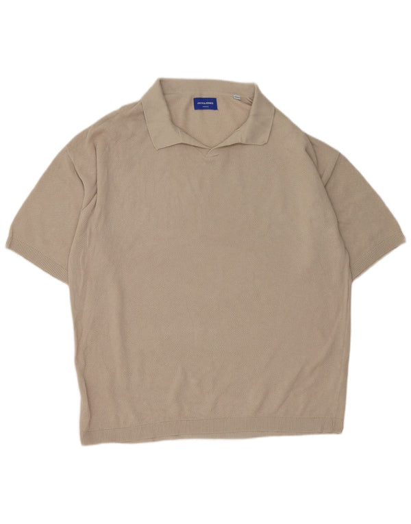 Jack & Jones Pull à manches courtes et col polo pour homme XL en coton beige