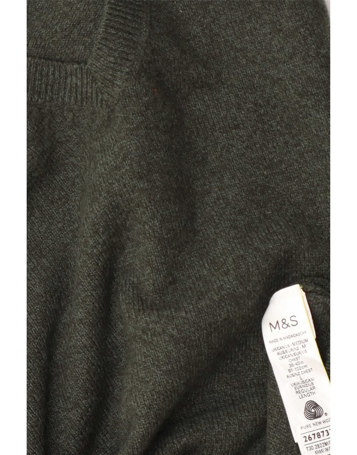 Marks & Spencer Pull Col V Homme Vert Moyen Laine