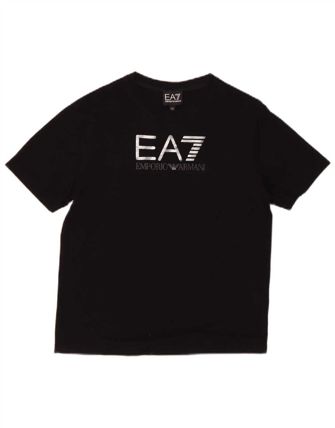 EMPORIO ARMANI Haut T-Shirt Graphique Garçon 11-12 ans Coton Noir