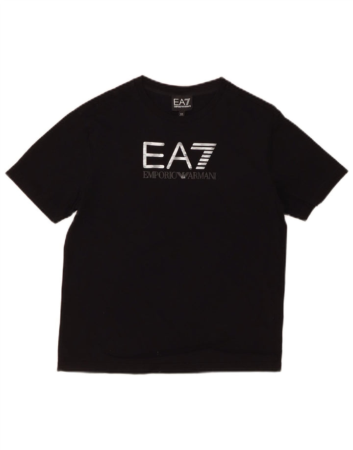 EMPORIO ARMANI Haut T-Shirt Graphique Garçon 11-12 ans Coton Noir
