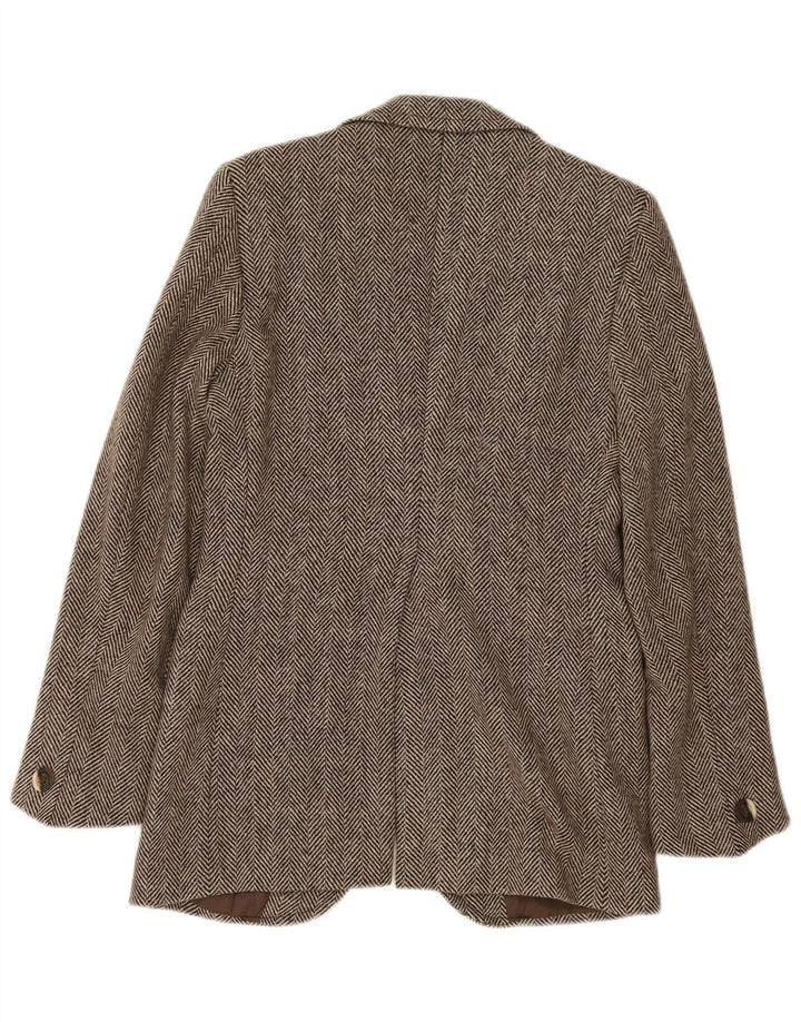 vintage Homme 2 Bouton Blazer Veste IT 46 Petit Chevron Marron