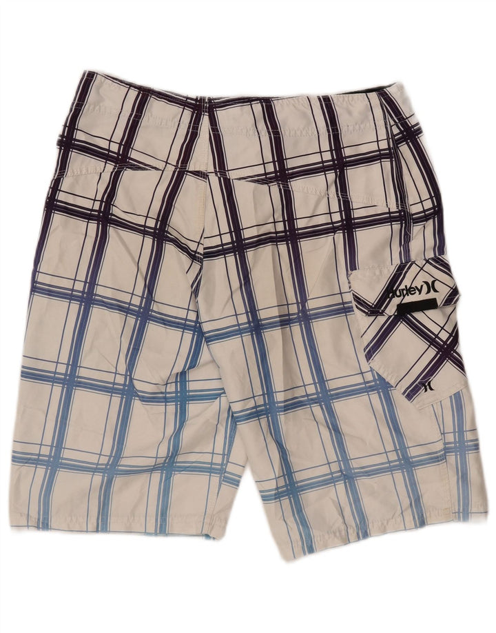 HURLEY Short de Bain Homme Carreaux Blanc Moyen