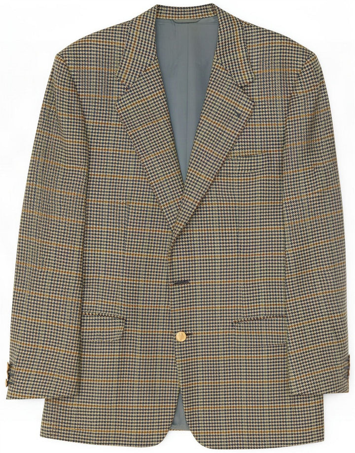 Burberrys Veste blazer à 1 bouton pour homme IT 50 Large laine pied-de-poule bleue