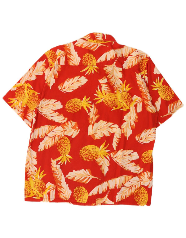 Stefano Chemise à Manches Courtes Homme XL Coton Floral Rouge