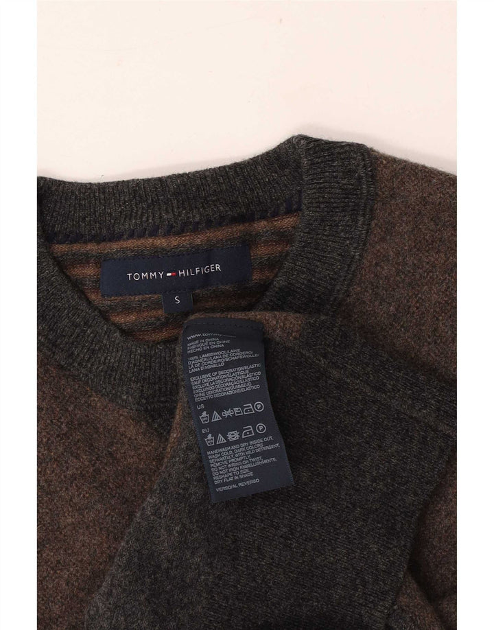 Tommy Hilfiger Pull à col rond pour homme Petit Gris Colorblock