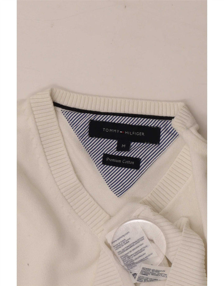 Tommy Hilfiger Pull Col V Homme Blanc Moyen Coton