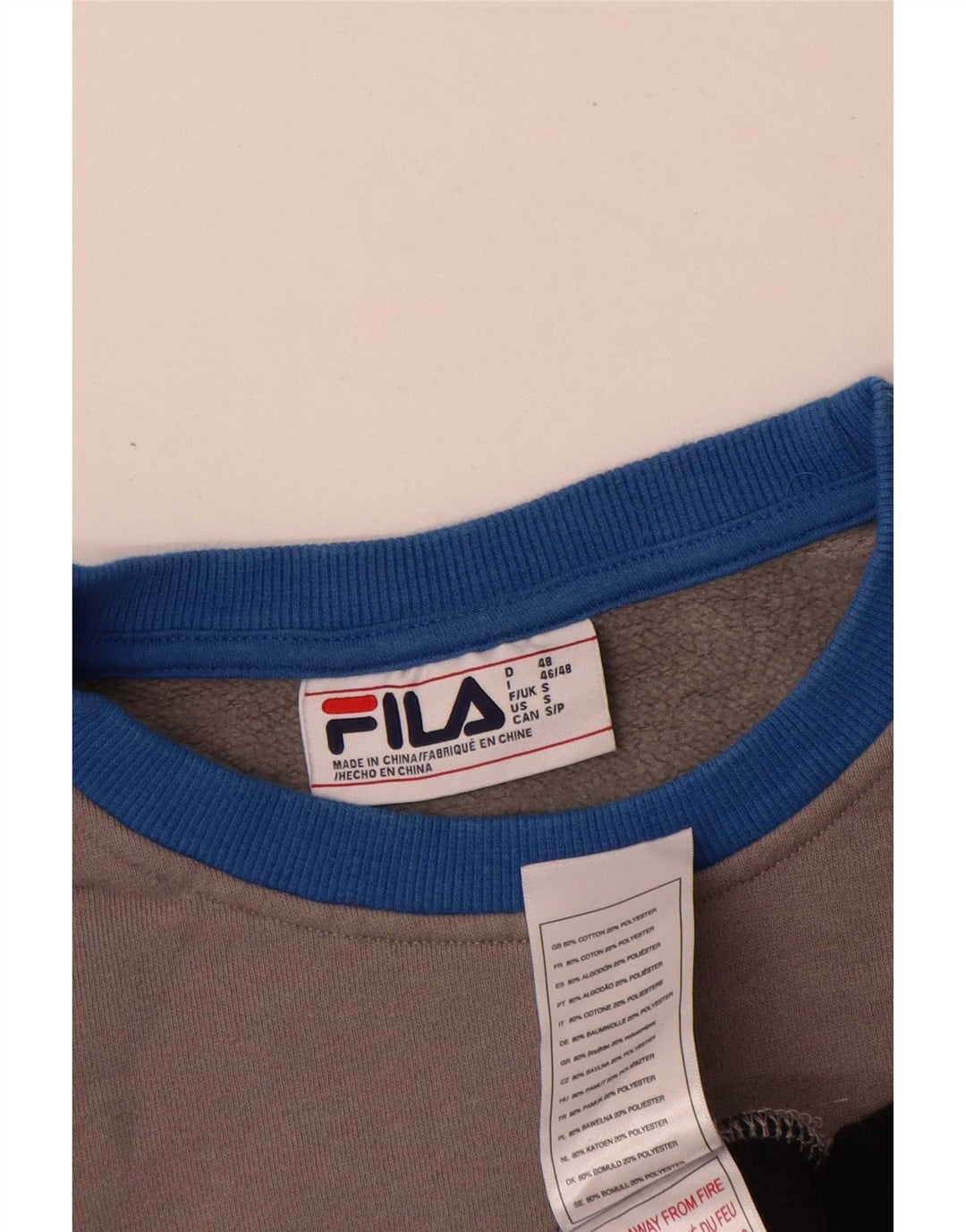 Fila Homme Graphic Sweatshirt Jumper Petit Multicolore Colourblock Coton