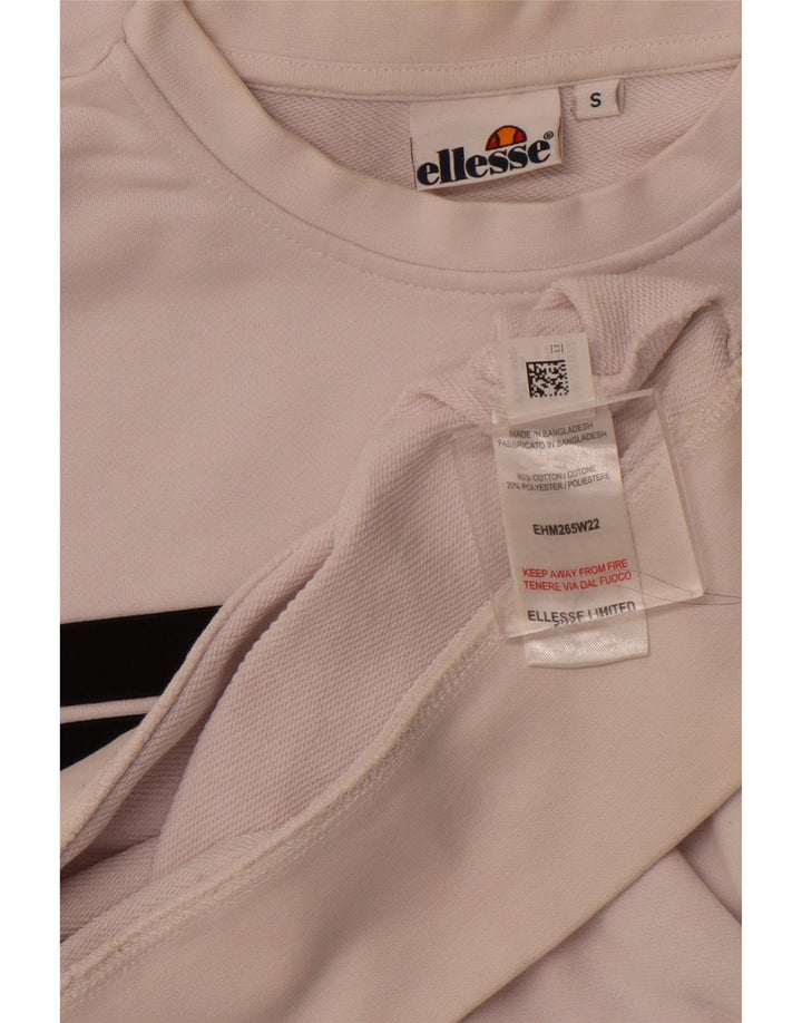 ELLESSE Sweat-Shirt Graphique Homme Petit Blanc Colorblock Coton