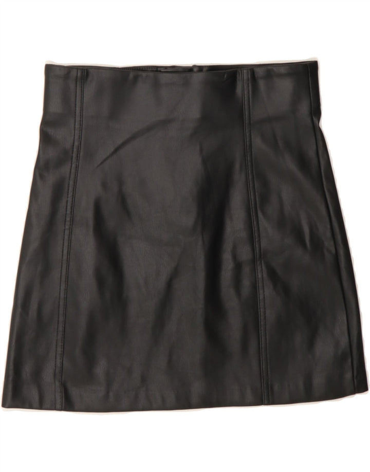 ZARA Womens Faux Leather Skirt Small W26  Black Polyurethane Vintage Zara and Second-Hand Zara from Messina Hembry 