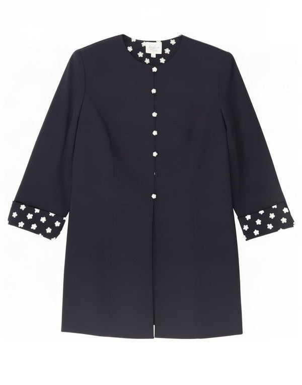 Luisa Spagnoli Veste Blazer Longue Femme IT 48 XL Bleu Marine Floral