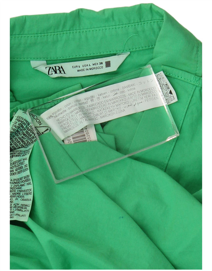 ZARA Chemise surdimensionnée pour femme UK 16 Large Vert Coton