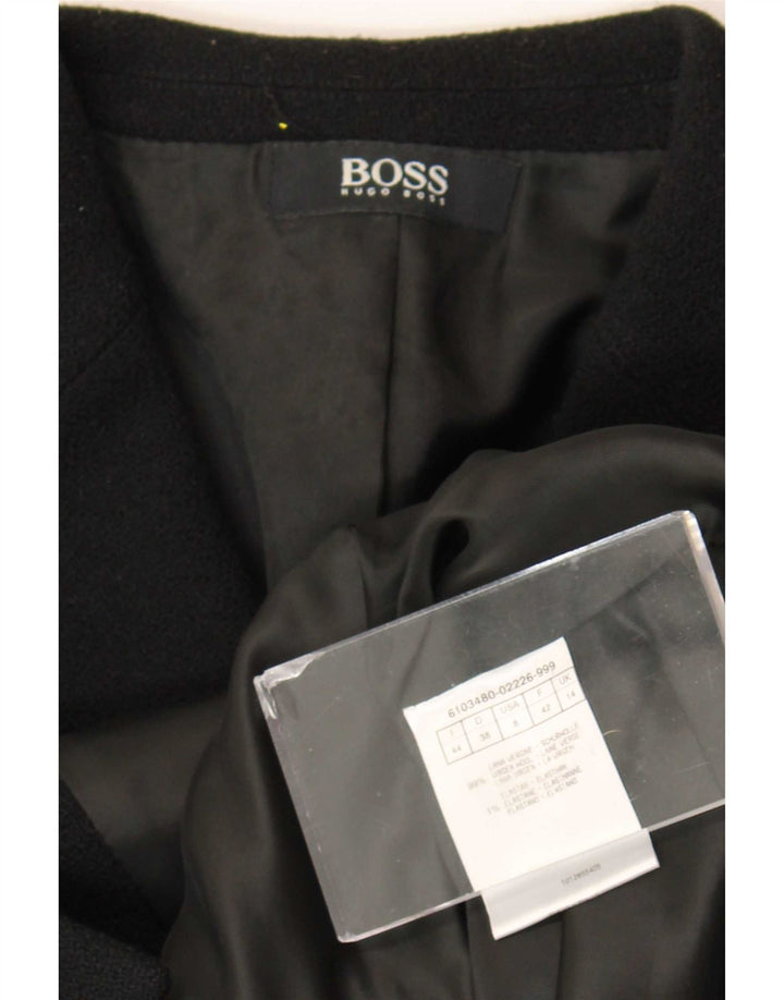Hugo Boss Veste blazer à 3 boutons pour femme UK 14 Laine vierge noire moyenne