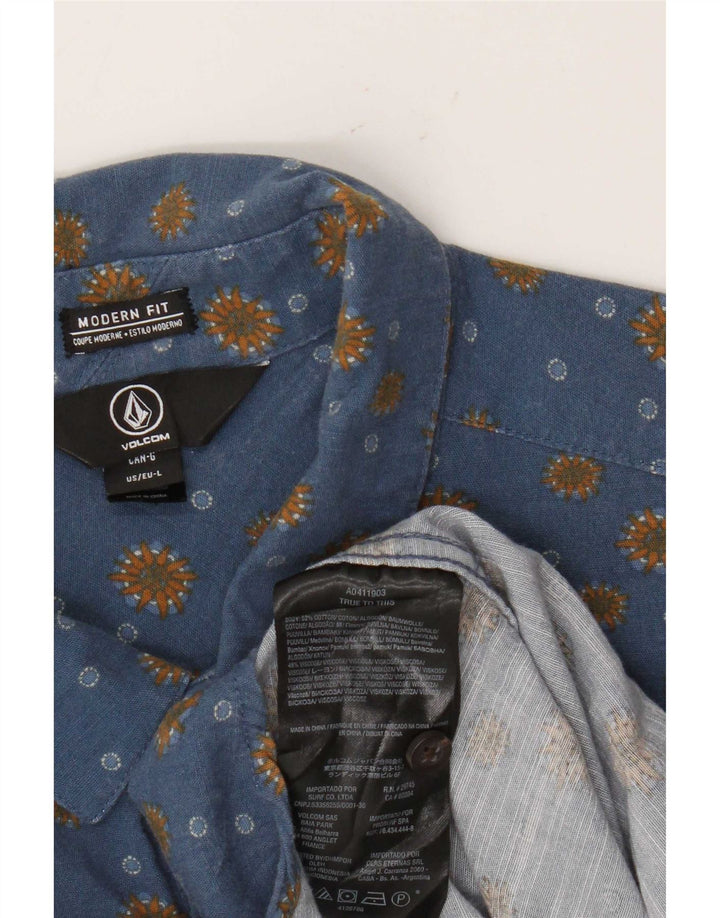 Volcom Chemise à manches courtes pour hommes, coupe moderne, grand coton bleu