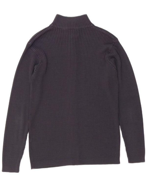VINTAGE Homme Cardigan Pull Grand Bleu Marine Acrylique