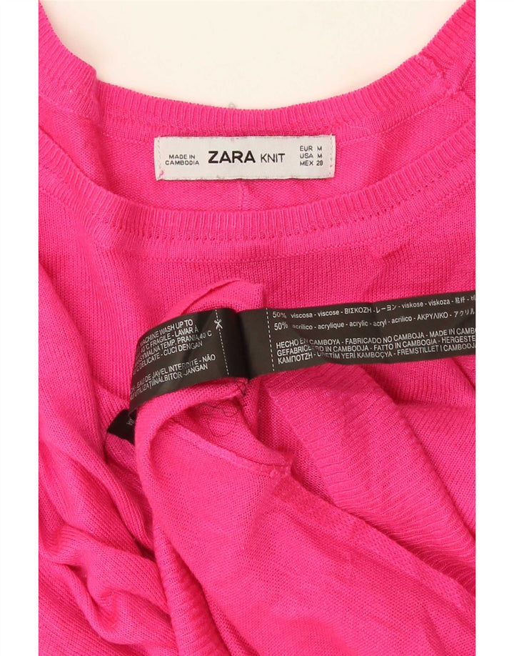 Zara Pull surdimensionné à col bateau pour femme UK 14 Viscose rose moyen