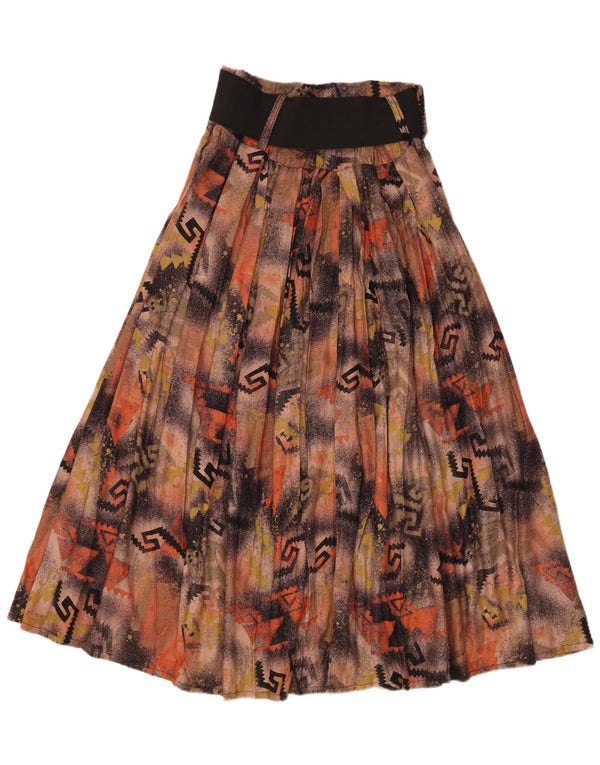 vintage Femmes Maxi Taille Haute Jupe Évasée W28 Medium Brown Patchwork