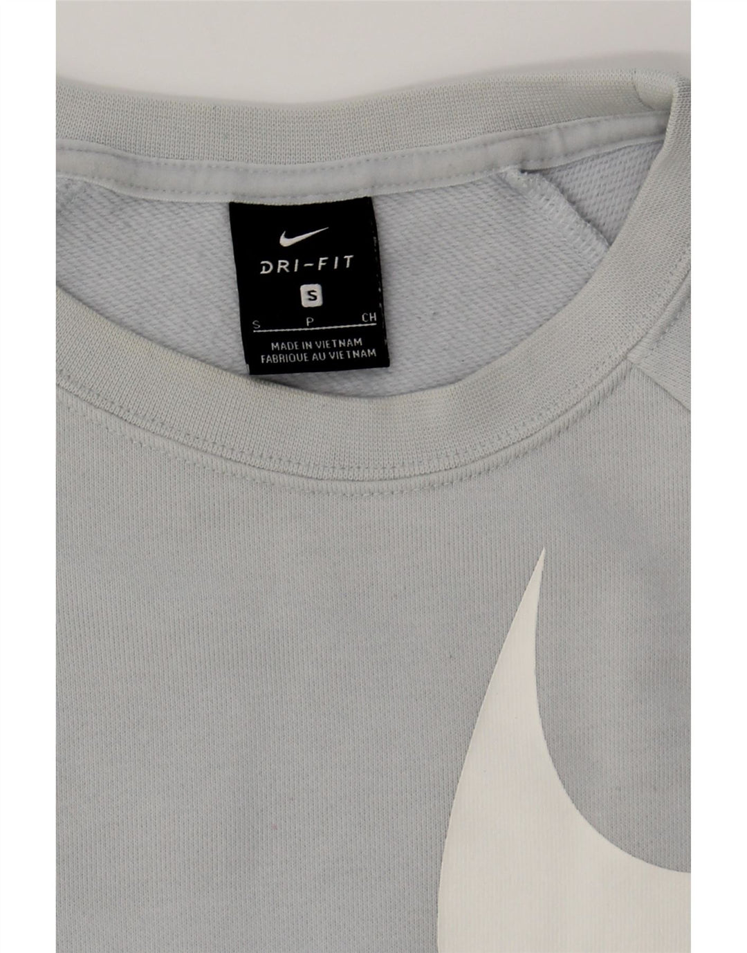 NIKE Womens Dri Fit Oversized Graphic Sweatshirt Jumper UK 10 Small Grey Vintage Nike and Second-Hand Nike from Messina Hembry 