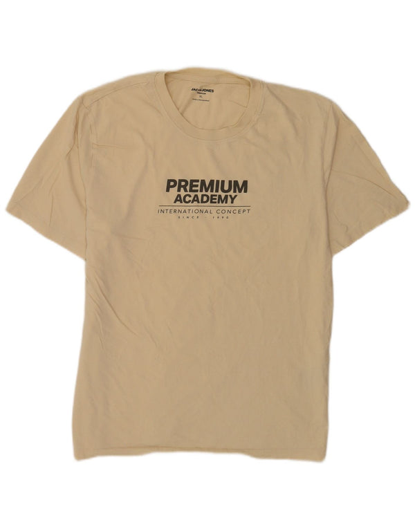Jack & Jones T-Shirt Graphique Top XL Coton Beige Homme