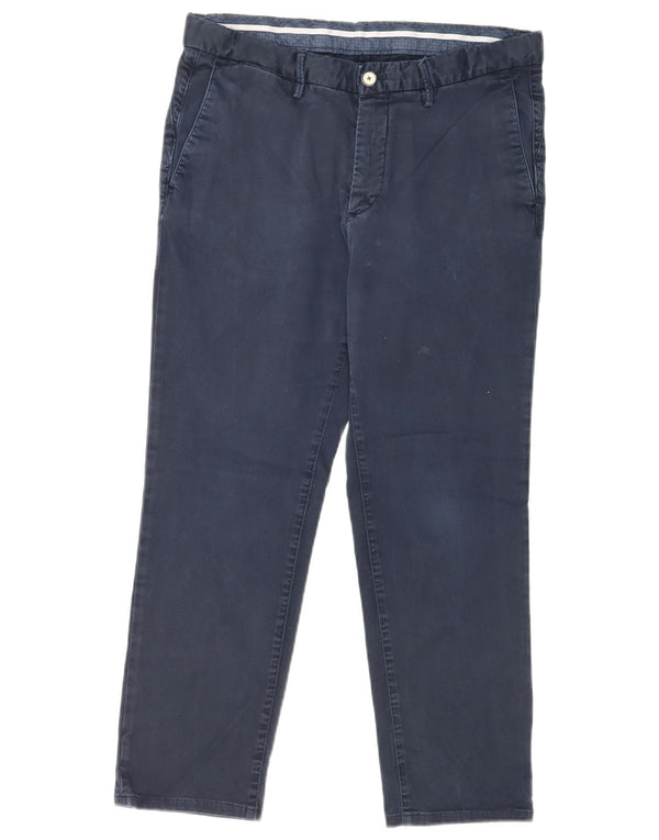 Massimo Dutti Pantalon chino coupe slim pour homme EU 42 Large W32 L26 Bleu marine